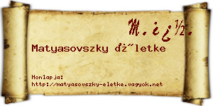 Matyasovszky Életke névjegykártya